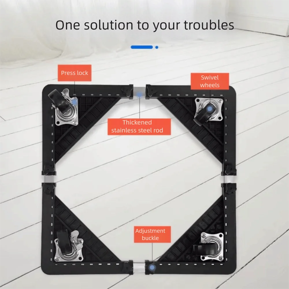 Adjustable Universal Wheel Mobile Rack Retractable 4 Locking Wheels Washing Machine Holder - Image 11