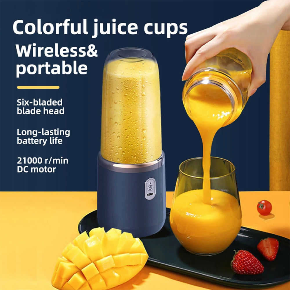 6 Blades Electric Juicer Cup 2 Cups For Travel Portable Juicer Mixer Usb Charge - Image 11