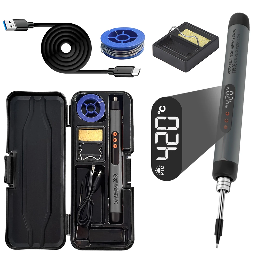 USB soldering iron mini small soldering iron set portable household type-C interface 800mAh battery Adjustable temperature - Image 9