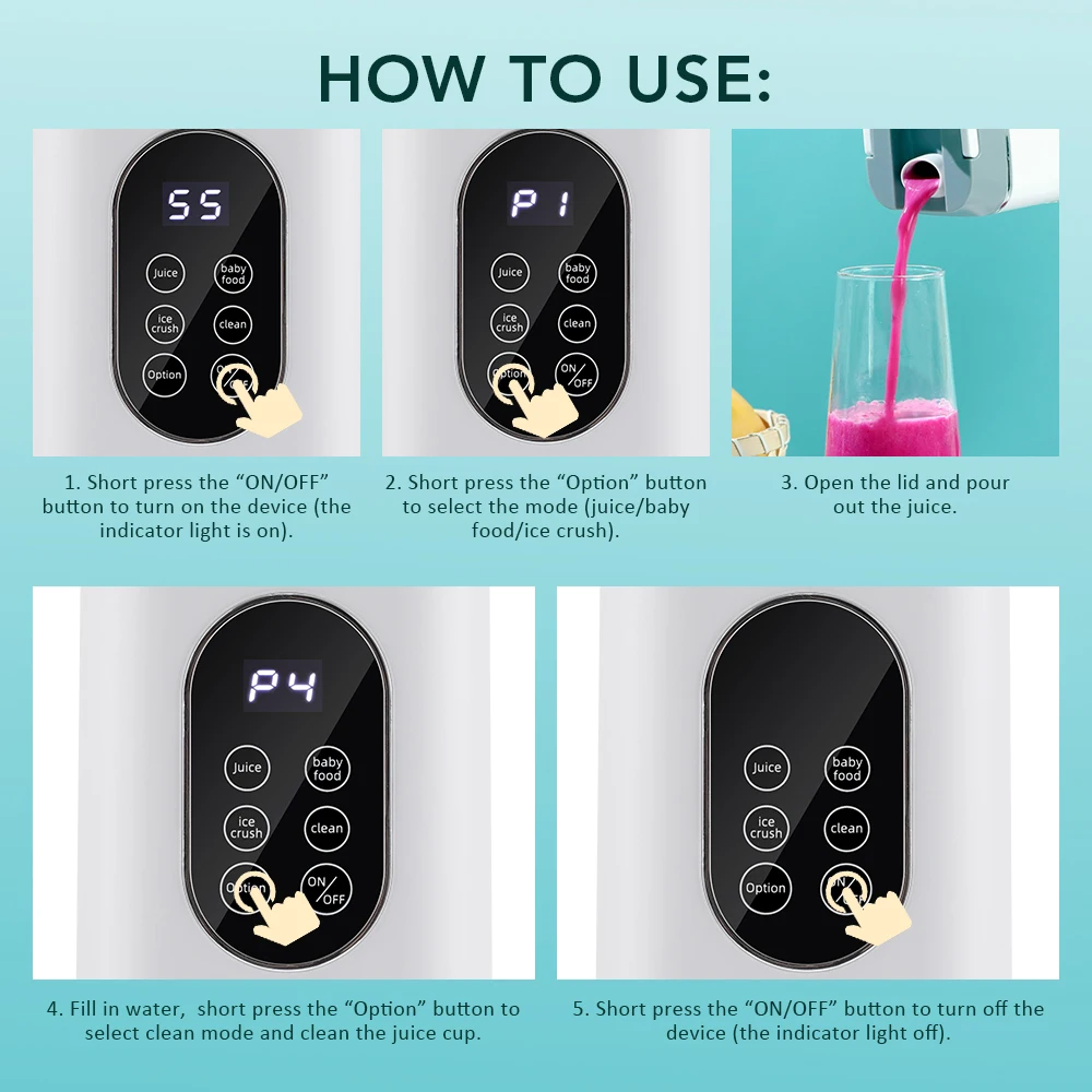 6 Blades Electric Juicer Cup 2 Cups For Travel Portable Juicer Mixer Usb Charge - Image 30