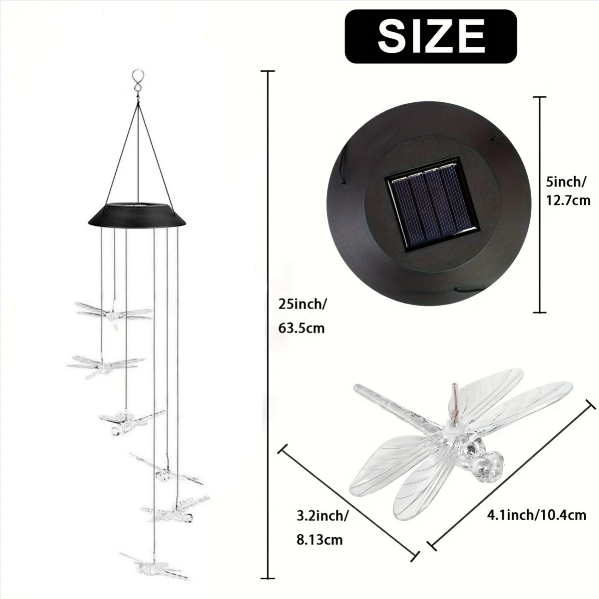 1PC Led Color Changing Butterfly Dragonfly Hummingbird Solar Wind Chimes - Image 9