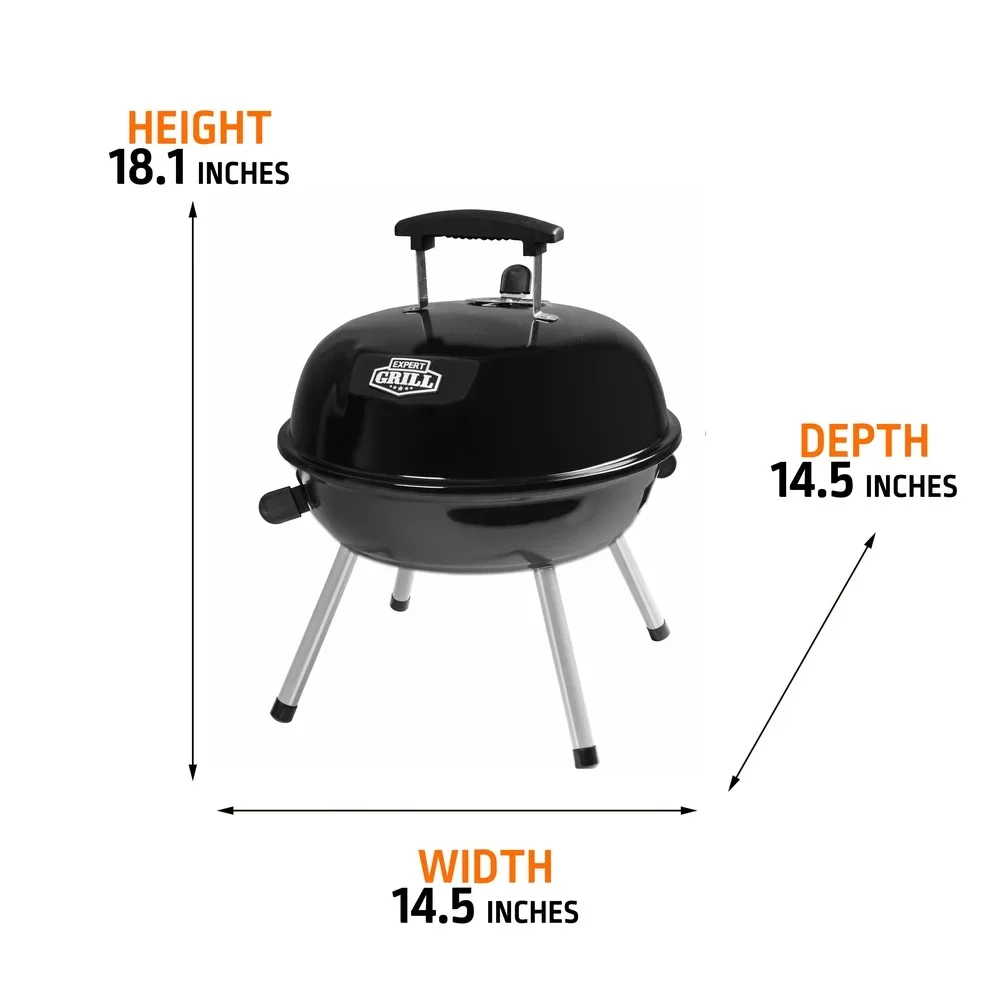 Portable Charcoal Grill 14.5 Inch Tabletop Grill Dome Design Adjustable Air Vents - Image 4