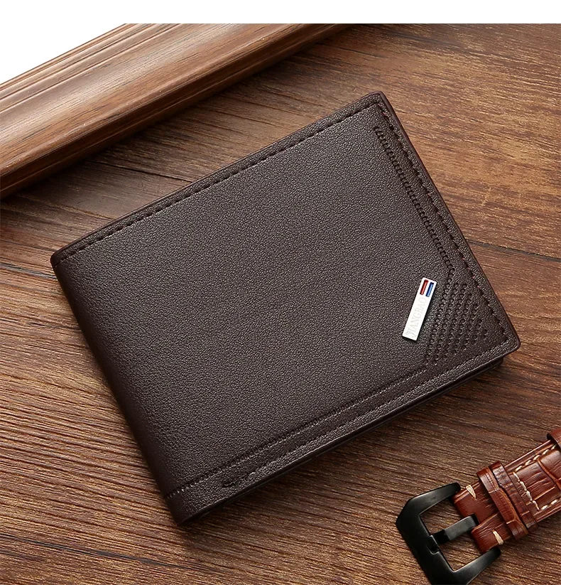 Men's leather short wallet thin wallet foldable minimalist soft leather wallet - Image 22