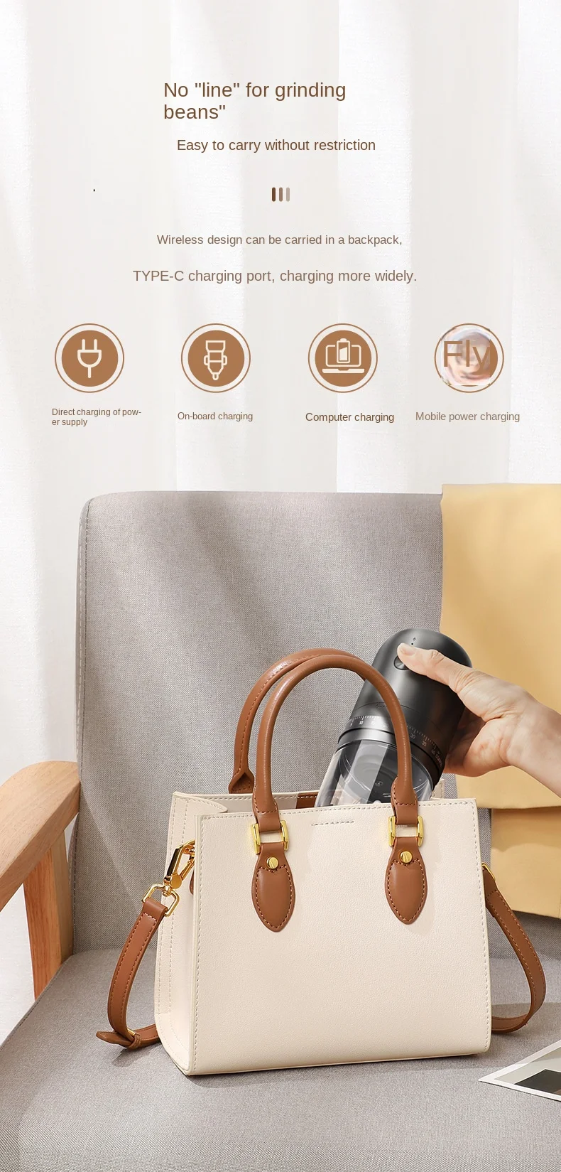 Portable 1800mAh Electric Coffee Bean Grinder 40 Gears External Adjustable Home Rechargeable Grinders - Image 26