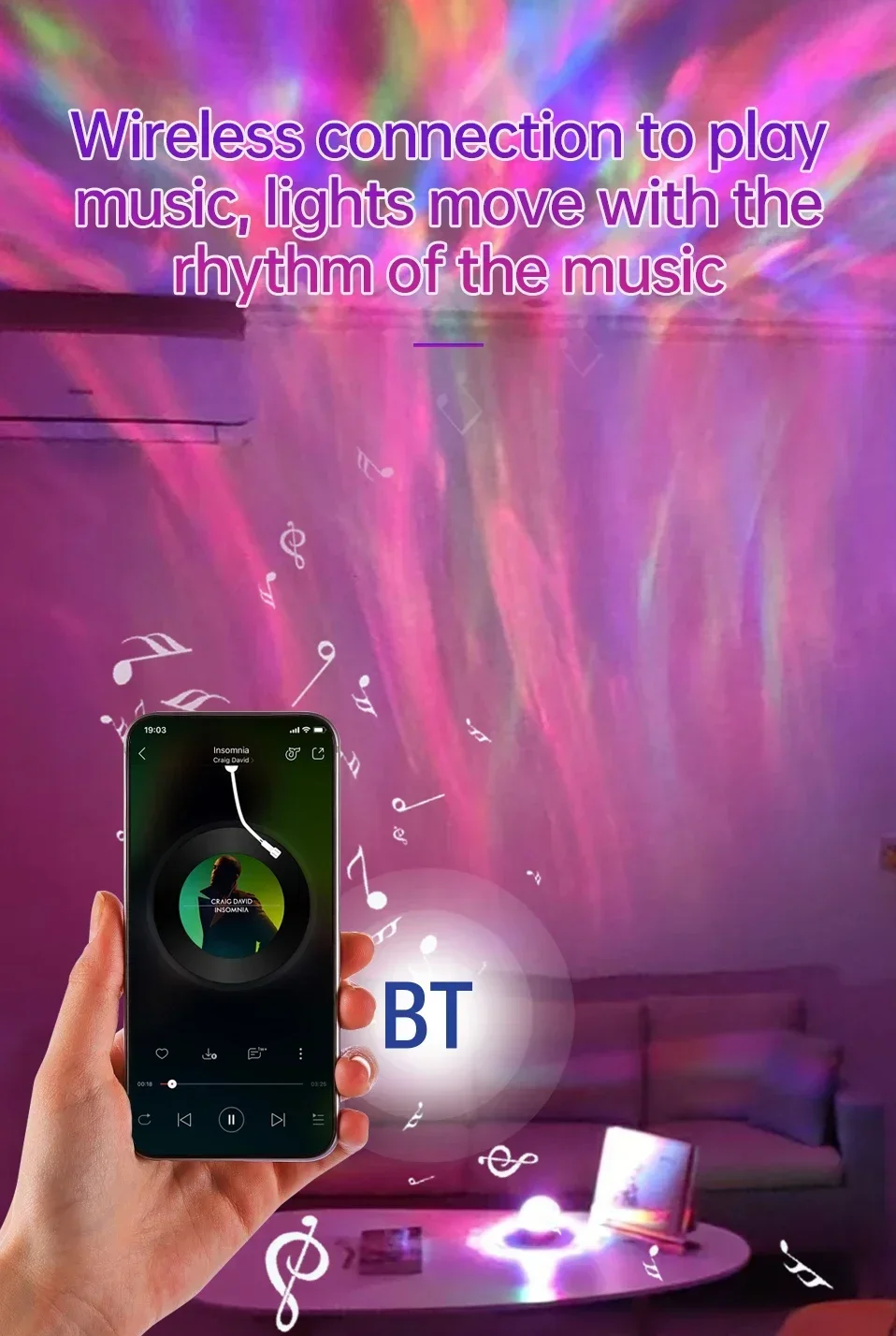 RGB Galaxy Star Projector Lights Bluetooth Speaker LED Aurora Borealis Lamp Remote Control - Image 11