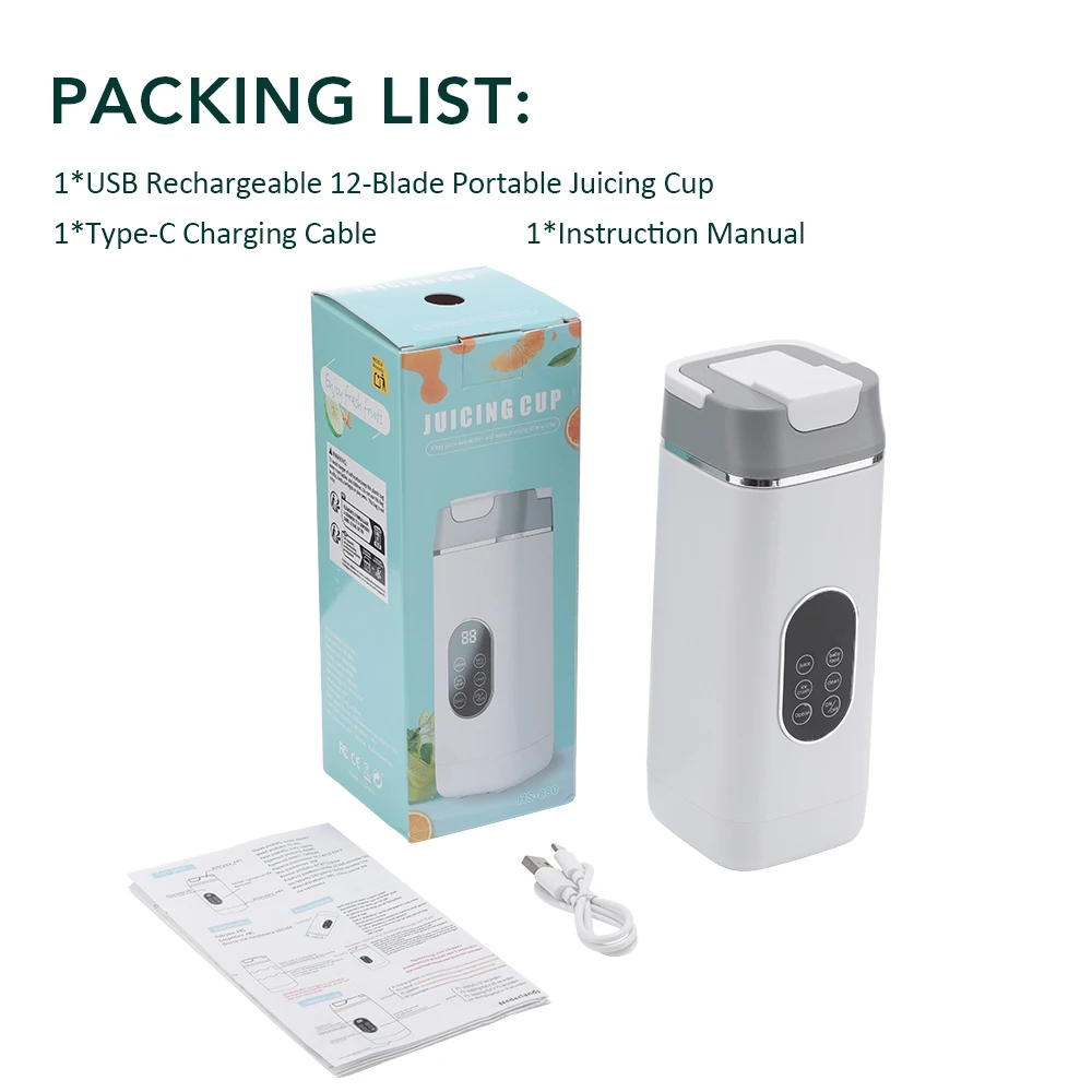 6 Blades Electric Juicer Cup 2 Cups For Travel Portable Juicer Mixer Usb Charge - Image 8