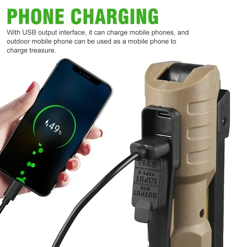 Folding COB XPE LED Work Light Handheld Flashlight with Built-in Battery Lamp Torch Emergency Car Inspection Lamp Red SOS Strobe - Image 16