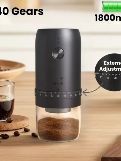 Portable 1800mAh Electric Coffee Bean Grinder 40 Gears External Adjustable Home Rechargeable Grinders