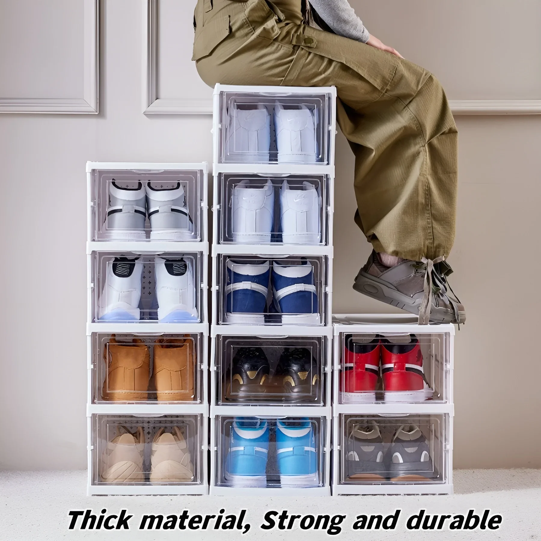 6 Layers Shoes Box Foldable Transparent Sneaker Shoe Storage Organizers Box Stackable - Image 5