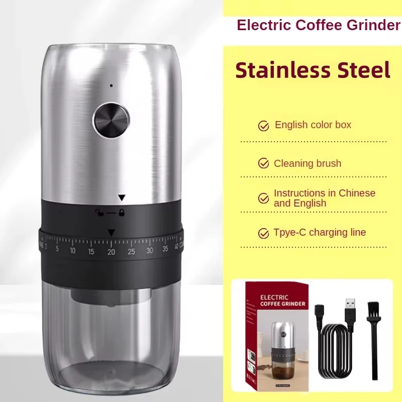 Portable 1800mAh Electric Coffee Bean Grinder 40 Gears External Adjustable Home Rechargeable Grinders - Image 9