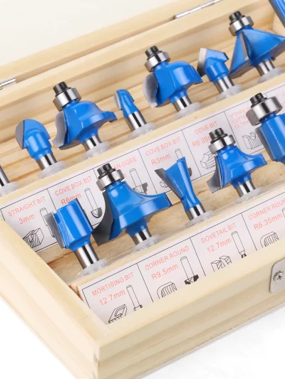 15PCS 1/4in Shank Router Bits Set Trimming Straight Beading Milling Cutter Tungsten Carbide