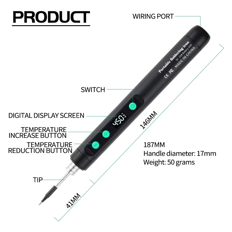 USB soldering iron mini small soldering iron set portable household type-C interface 800mAh battery Adjustable temperature - Image 43