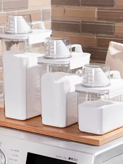 Airtight Laundry Detergent Dispenser Powder Storage Box Clear Washing Powder Liquid Container