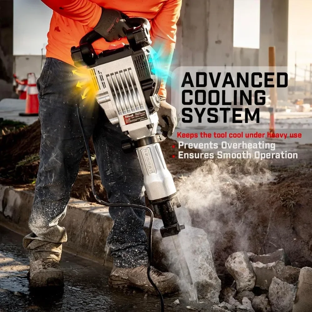 HOME-3600W Electric Demolition Jack Hammer Point Chisel Bits Construction Concrete Breaker Punch Drill - Image 4