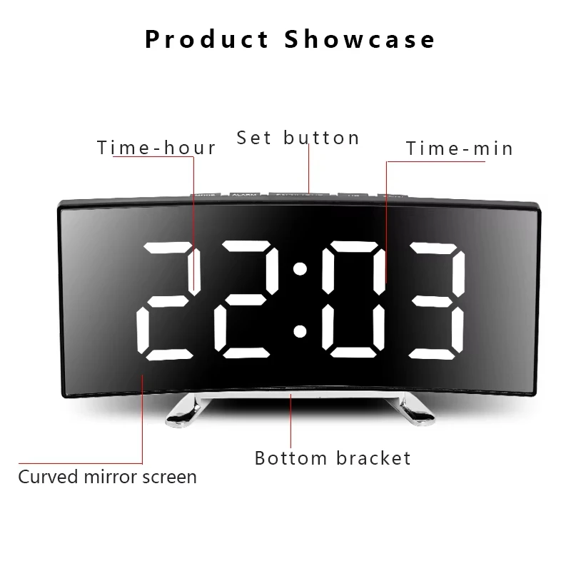 Electronic Alarm Clock Noiseless Design Digital LED Large Display Mirror Electronic Clock Digital Alarm Clock LED - Image 32