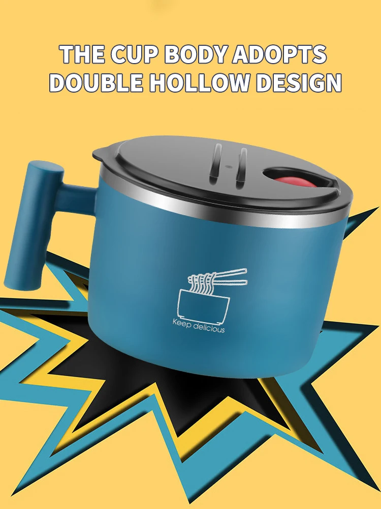 Stainless Steel Bowl With Lid For Instant Noodles Sealed And Portable Drain Bowl - Image 14