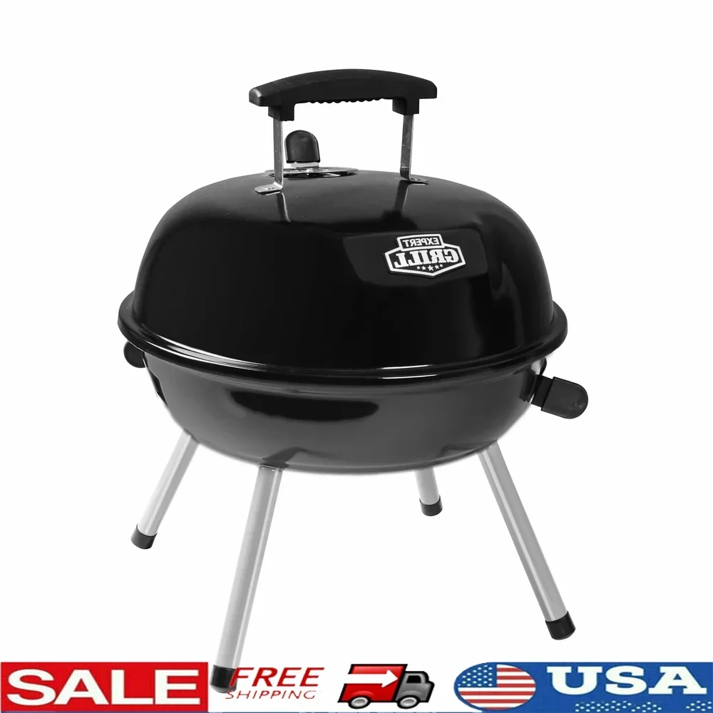 Portable Charcoal Grill 14.5 Inch Tabletop Grill Dome Design Adjustable Air Vents