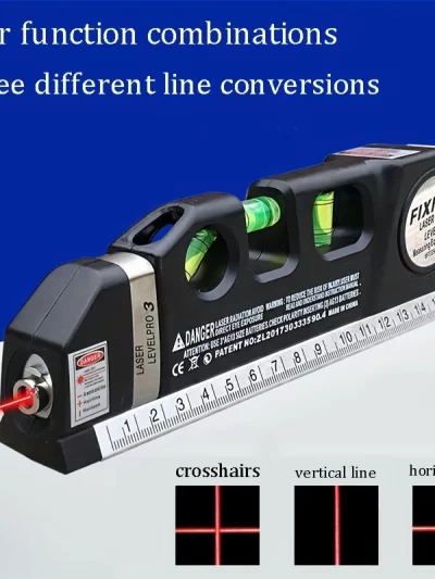 Easy to Use Laser Level Line Tool Multipurpose Laser Level Kit Standard Cross Line Lase 8 Feet Measure Tape Ruler