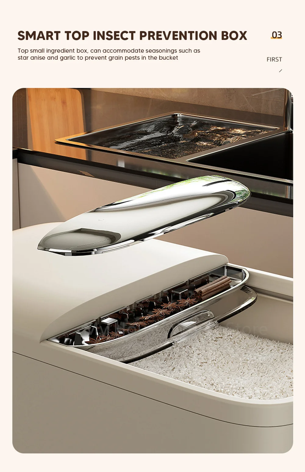 10KG Rice Storage Box Home with Lid Insect Proof Moisture Proof Rice Box Grain Sealed - Image 15