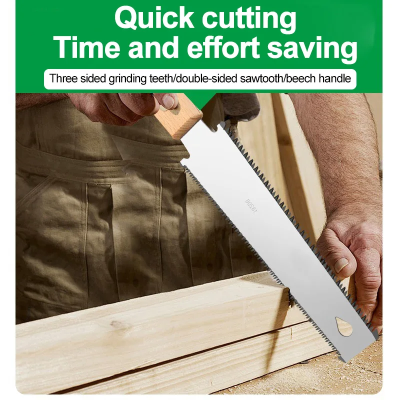 Japanese Style Hand Saw Single/Double Sided Fine Tooth Wood Saw SK5 Steel Flexible Hand Saw - Image 3