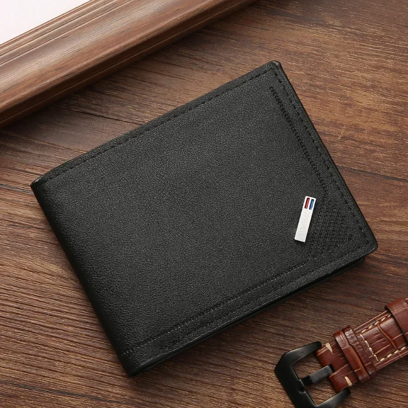Men's leather short wallet thin wallet foldable minimalist soft leather wallet - Image 9