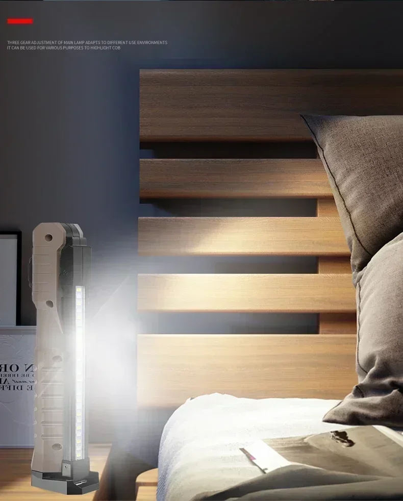 Folding COB XPE LED Work Light Handheld Flashlight with Built-in Battery Lamp Torch Emergency Car Inspection Lamp Red SOS Strobe - Image 26