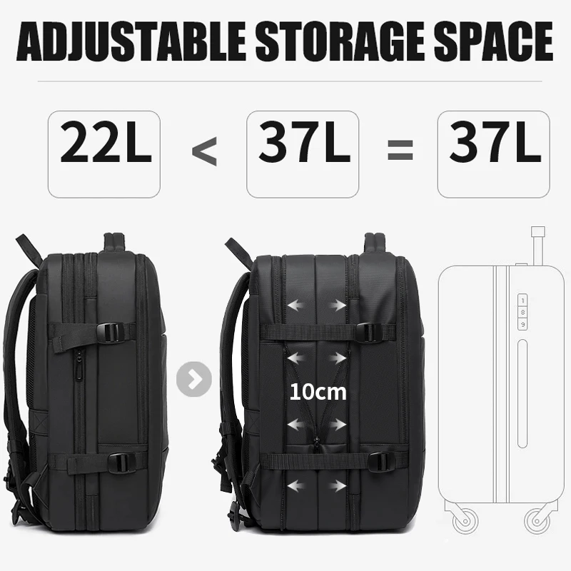 BANGE Expandable Backpack Waterproof 17.3 in Laptop Backpack Large Capacity - Image 2
