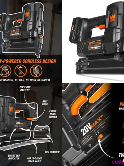 20V Maximum Cordless 18-Gauge Brad Nailer Kit with 2.0Ah Battery and Charger