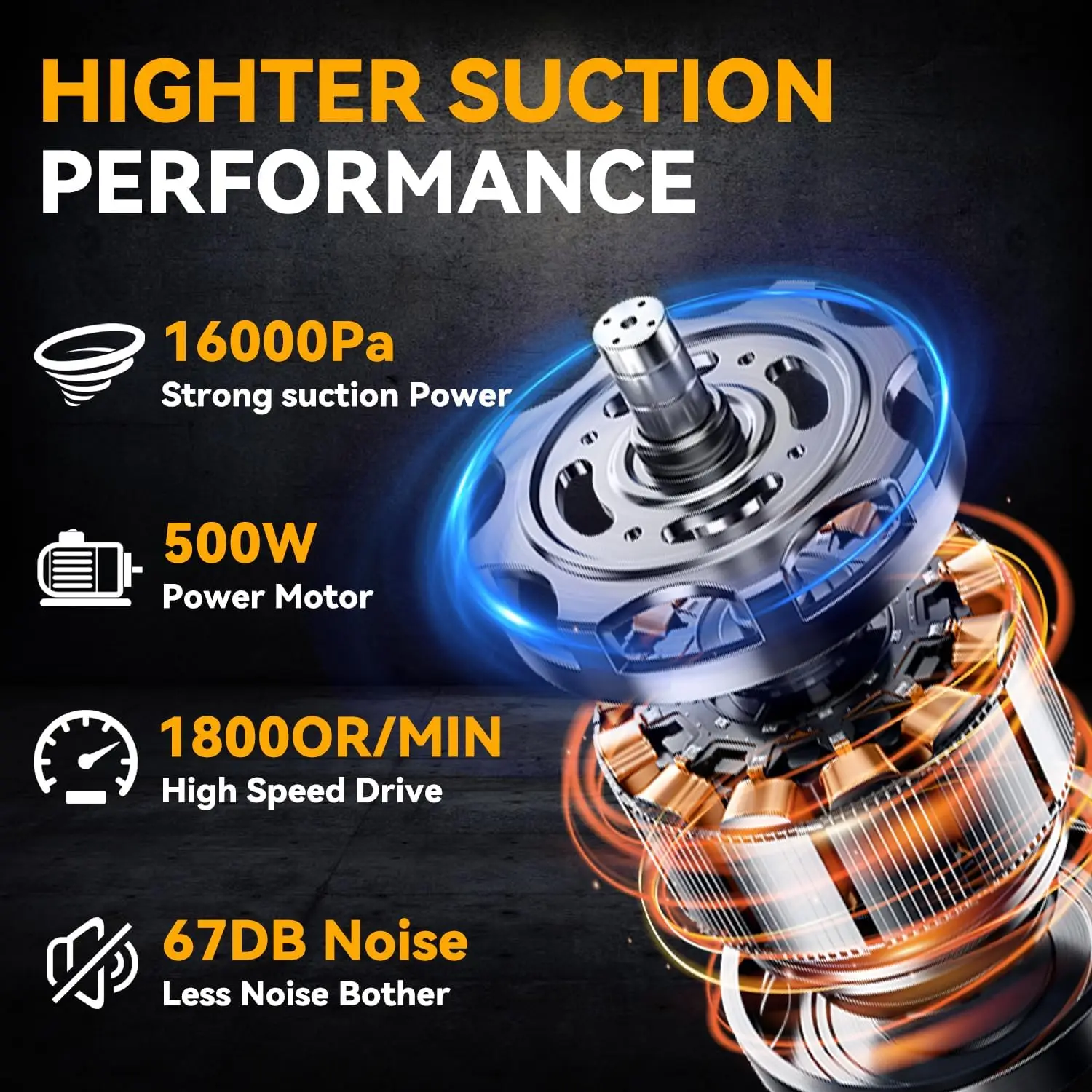 5 in 1 Handheld Electric Vacuum Cleaner with 400W Powerful Motor, 46 CFM Portable Hand Vacuum for Floor, Carpet, Car for Dewalt - Image 2