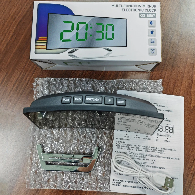 Electronic Alarm Clock Noiseless Design Digital LED Large Display Mirror Electronic Clock Digital Alarm Clock LED - Image 31
