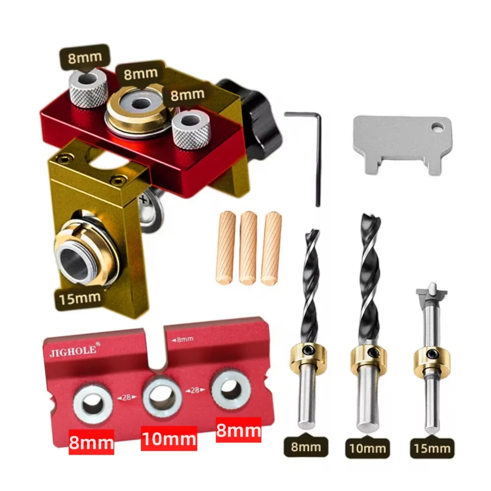 Woodworking 3 In 1 Doweling Jig Kit -Adjustable Wood Dowel Punch Locator Aluminum Pocket Hole Jig - Image 7