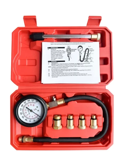 Upgrade Professional Petrol Engine Compression Tester Kit 0-300 PSI Fuel Cylinder Pressure Gauge Tool Set