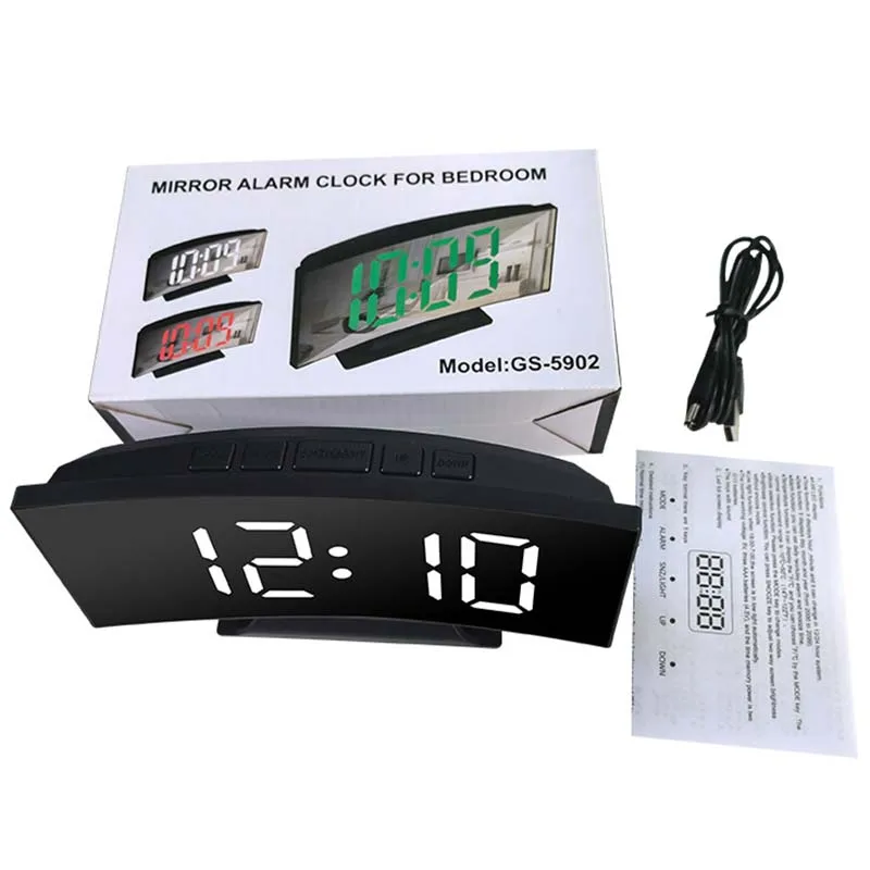 Electronic Alarm Clock Noiseless Design Digital LED Large Display Mirror Electronic Clock Digital Alarm Clock LED - Image 2