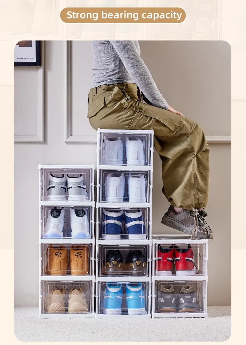 6 Layers Shoes Box Foldable Transparent Sneaker Shoe Storage Organizers Box Stackable - Image 12