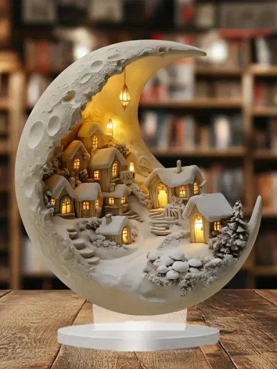 Christmas Xmas Tree Desktop Ornament Moonhouse DIY 2D Decoration Acrylic Merry Christmas Signs Plaque