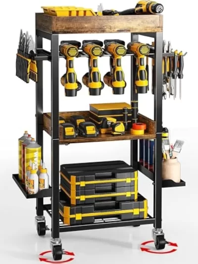 Power Tool Organizer Storage Cart4-Tier Heavy Duty Metal rolling garage tool cart