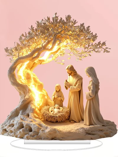 1 piece desktop decoration acrylic ornament Jesus and the Tree of Life newborn home decora ornament