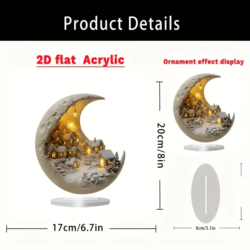 Christmas Xmas Tree Desktop Ornament Moonhouse DIY 2D Decoration Acrylic Merry Christmas Signs Plaque - Image 5