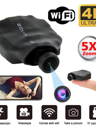 4K HD Mini Camera Wireless WIFI Camera Supports 5X zoom, motion detection, remote viewing,120° Live Streaming nanny DIY camera