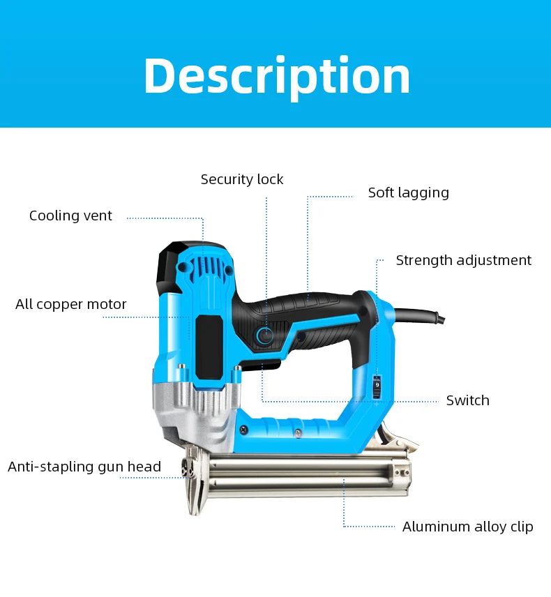 Electric Nail Gun Machine 2300W 220V Woodworking Furniture Electrical Straight Staple Nail F30/F25/F20/F15 Stapler Shooter - Image 18