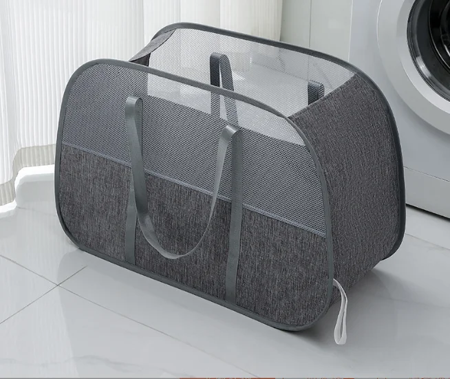 Mesh Pop-up Laundry Basket, Laundry Basket, Foldable Dirty Clothes Storage Basket - Image 7