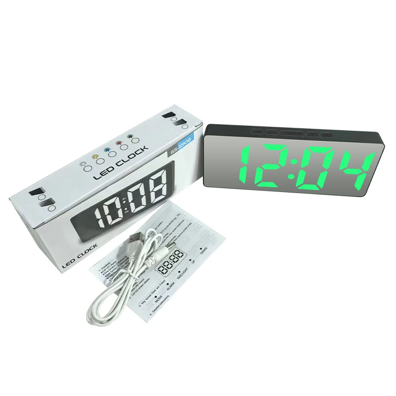 Electronic Alarm Clock Noiseless Design Digital LED Large Display Mirror Electronic Clock Digital Alarm Clock LED - Image 25
