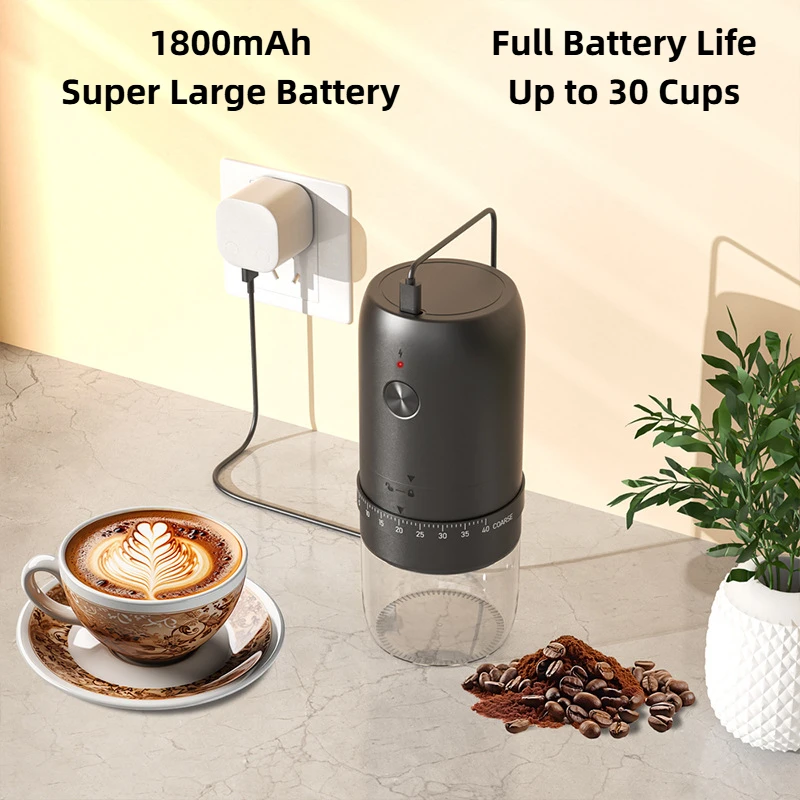 Portable 1800mAh Electric Coffee Bean Grinder 40 Gears External Adjustable Home Rechargeable Grinders - Image 3