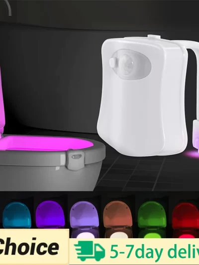 Motion Sensor Light Wireless LED Night Light RGB 8colors Lamp Toilet Bathroom Atmosphere Light Colorful Sensor LED Night Lights
