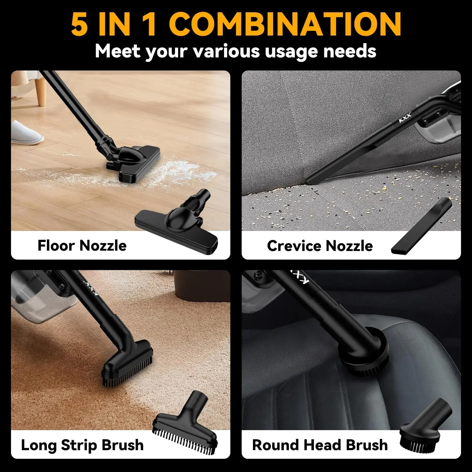 5 in 1 Handheld Electric Vacuum Cleaner with 400W Powerful Motor, 46 CFM Portable Hand Vacuum for Floor, Carpet, Car for Dewalt - Image 4