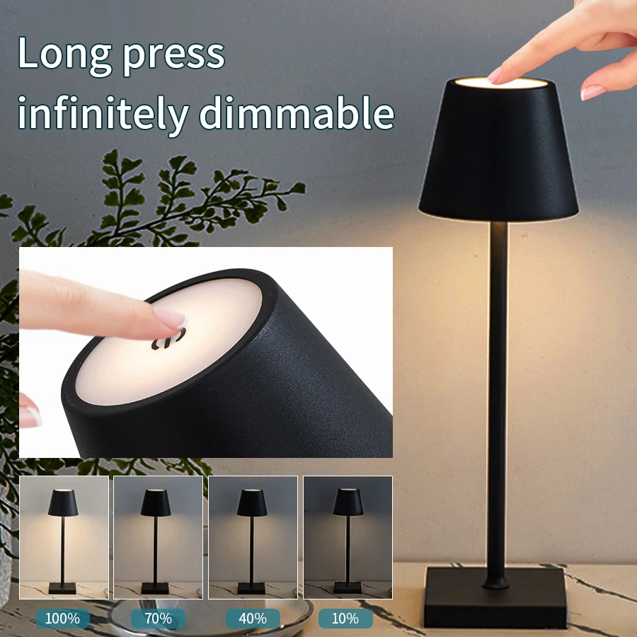 Rechargeable LED Table Lamp Touch Switch 3 Levels Dimmable Desk Lights - Image 3