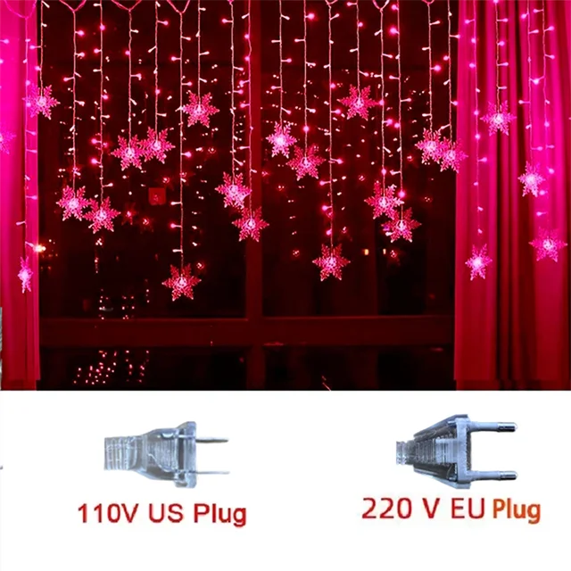 3.2M Christmas Snowflakes LED String Lights Flashing Fairy Curtain Lights Waterproof - Image 11