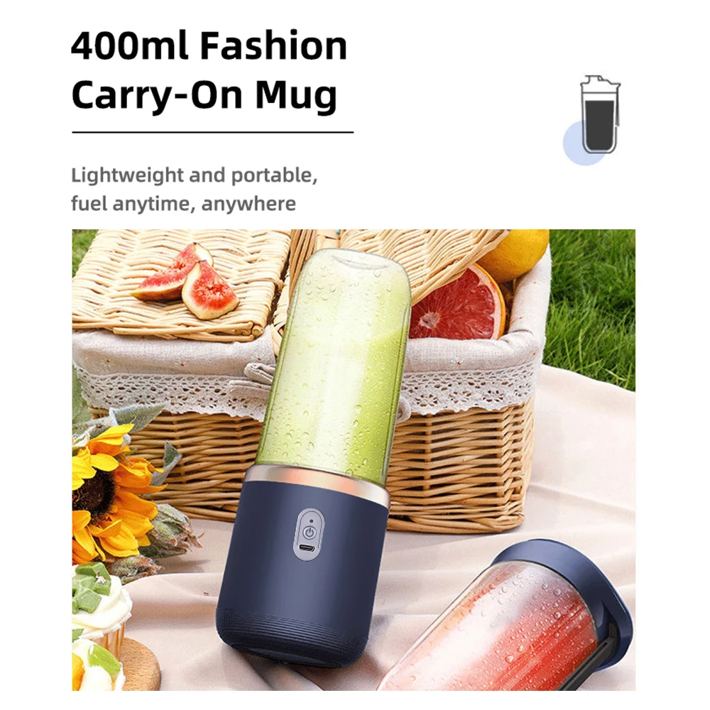 6 Blades Electric Juicer Cup 2 Cups For Travel Portable Juicer Mixer Usb Charge - Image 14