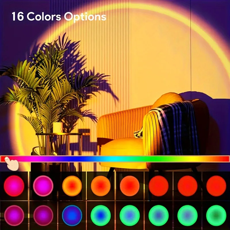 1pc Vibrant Sunset Projection Light - 16-Color Spectrum, USB Remote Control, Dynamic Color Changing LED Light -Creates Warm Home - Image 4