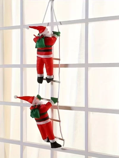 Decoration of Santa Claus on Ladders - Wall Hanging Polyethylene Santa Claus Statue